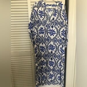 H&M blue and white block patterned dress